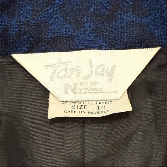 Vintage Tan Jay Blazer 10 Blue/black Flower - Picture 2 of 7